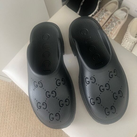 🖤 Authentic Gucci GG Rubber Platform Clogs – Size 38 - Picture 1 of 8